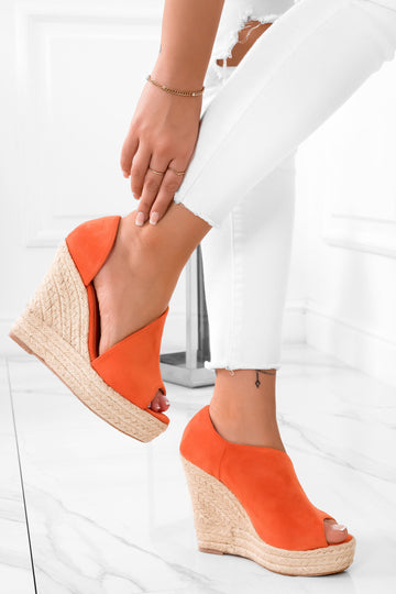 JOLIE - Orange espadrilles with rope wedge