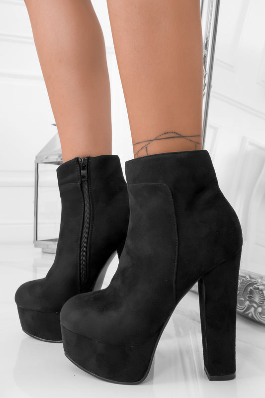 FELICIA - Botines de ante con tacón alto Negros