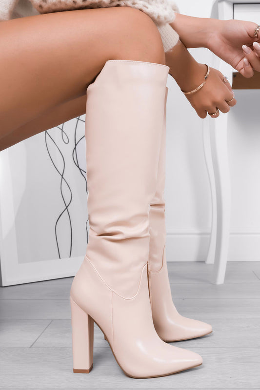 WENDY - Nude Alexoo boots in faux leather with high heel