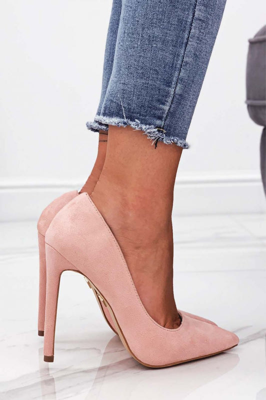 LEXIE - Pink suede pumps with high heel