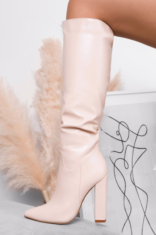 WENDY - Nude Alexoo boots in faux leather with high heel