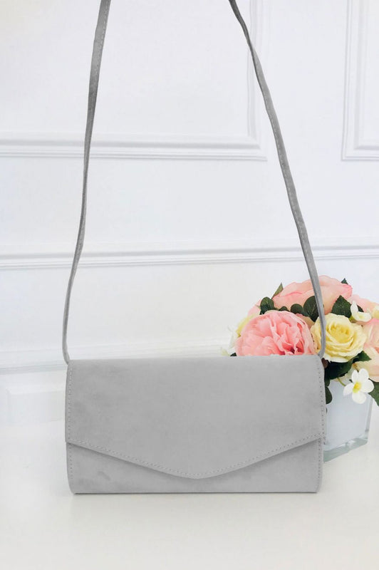 Suede clutch bag B185 Grey