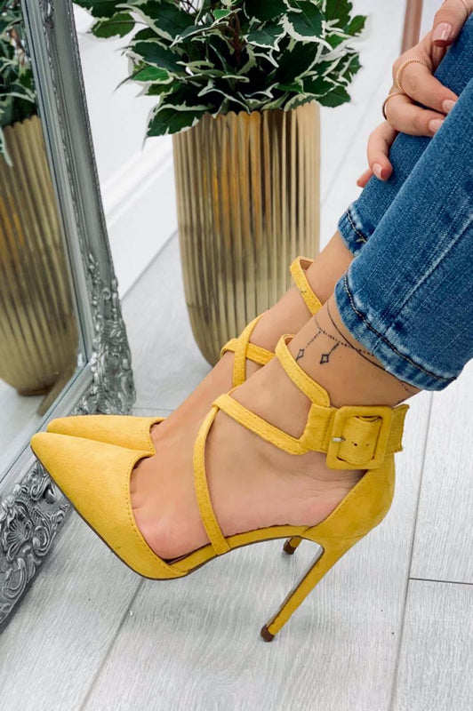 Escarpins à talons aiguilles avec boucle Jaune Moutarde