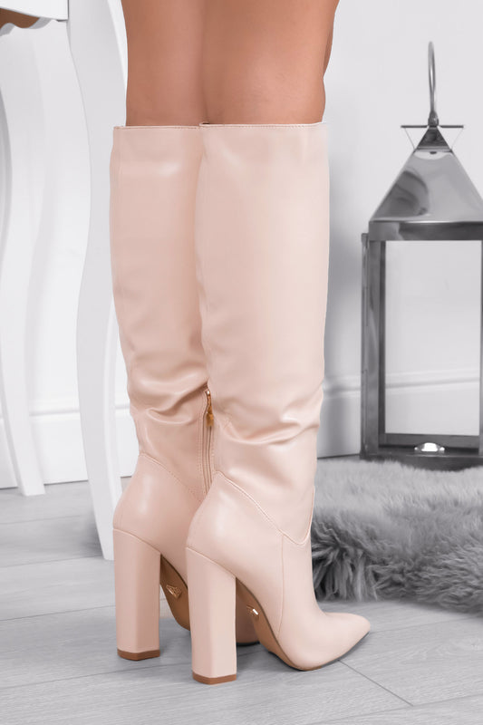 WENDY - Nude Alexoo boots in faux leather with high heel