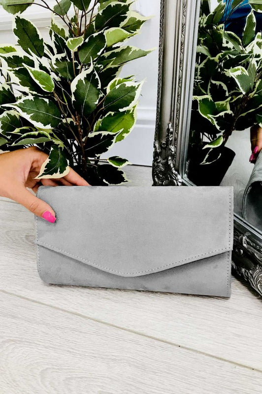 Suede clutch bag B185 Grey