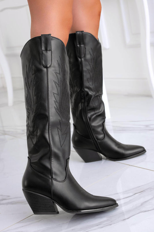 KERI - Black camperos boots in faux leather