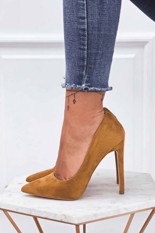 LEXIE - Decolletè camel scamosciate con tacco alto