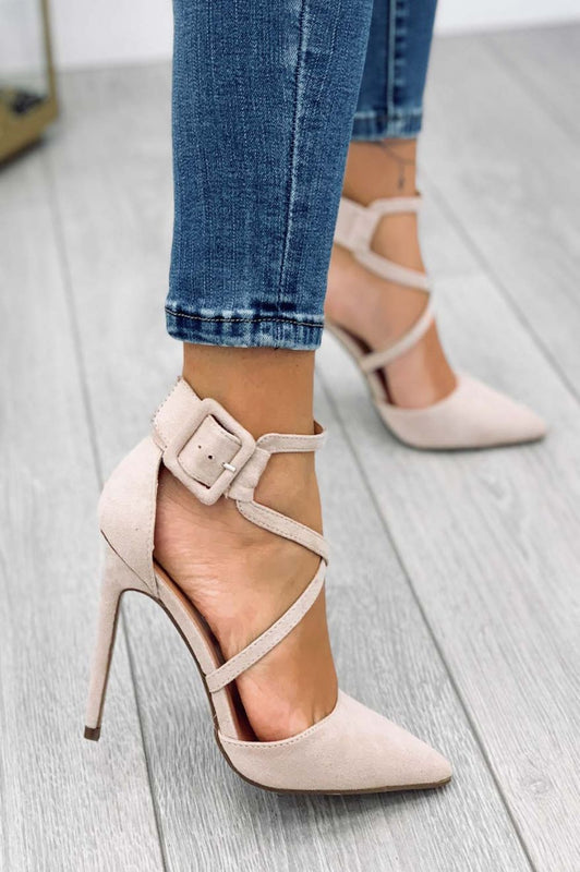 Stiletto heel pumps with buckle Nude