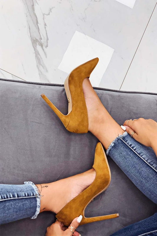 LEXIE - Decolletè camel scamosciate con tacco alto