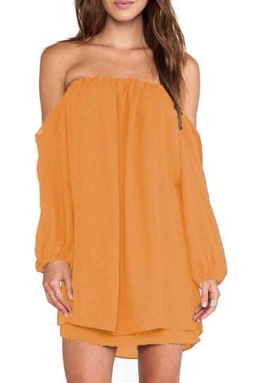 Vestido de tubo en gasa - Amarillo