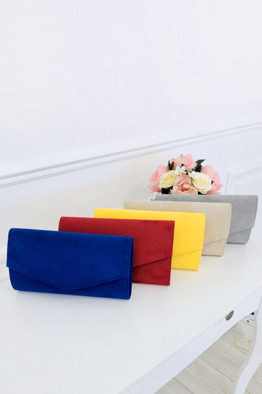 Suede clutch bag B185 Grey