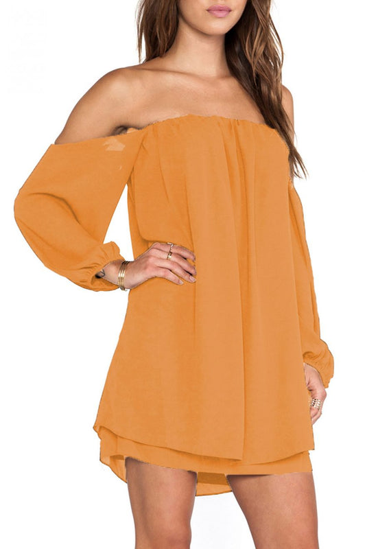 Strapless dress in voile - Yellow