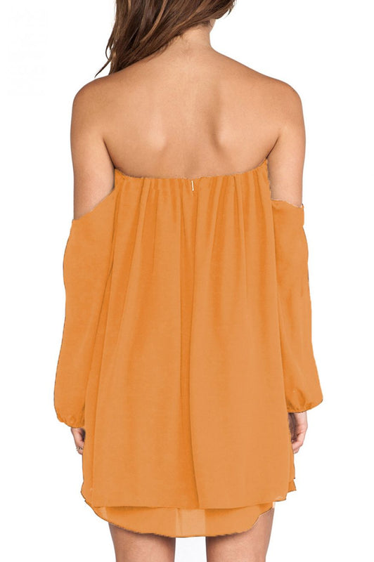 Strapless dress in voile - Yellow