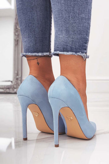 LEXIE - Blue suede pumps with high heel