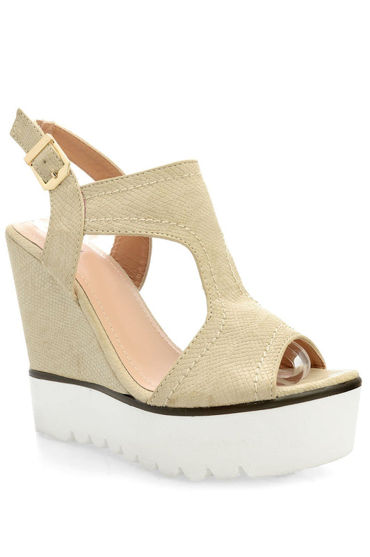 Sandalias beige de cuña