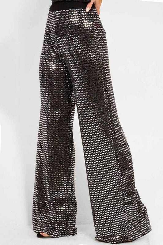 Palazzo trousers with black sequins