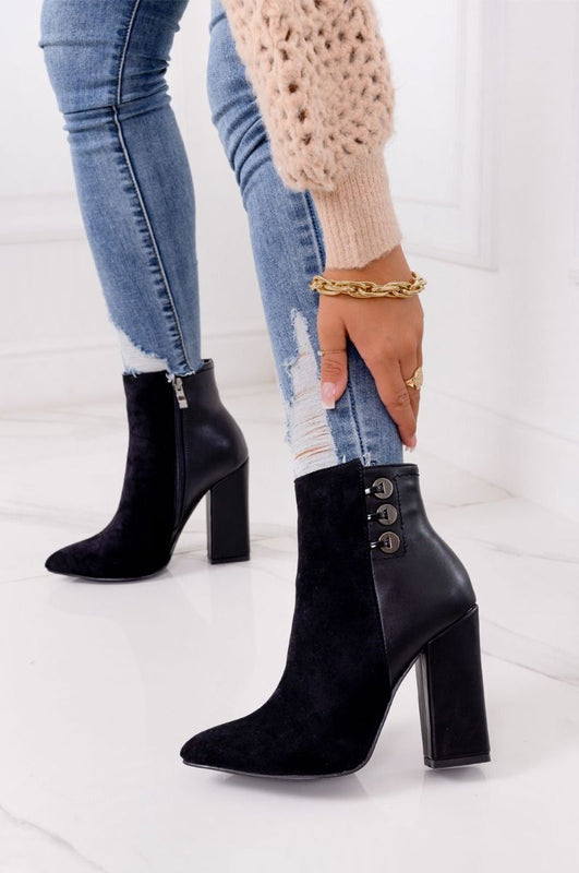 Bottines noires en daim avec arrière en simili cuir Silvia Gala