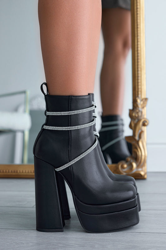 AVRIL - Black Alexoo ankle boots with rhinestones