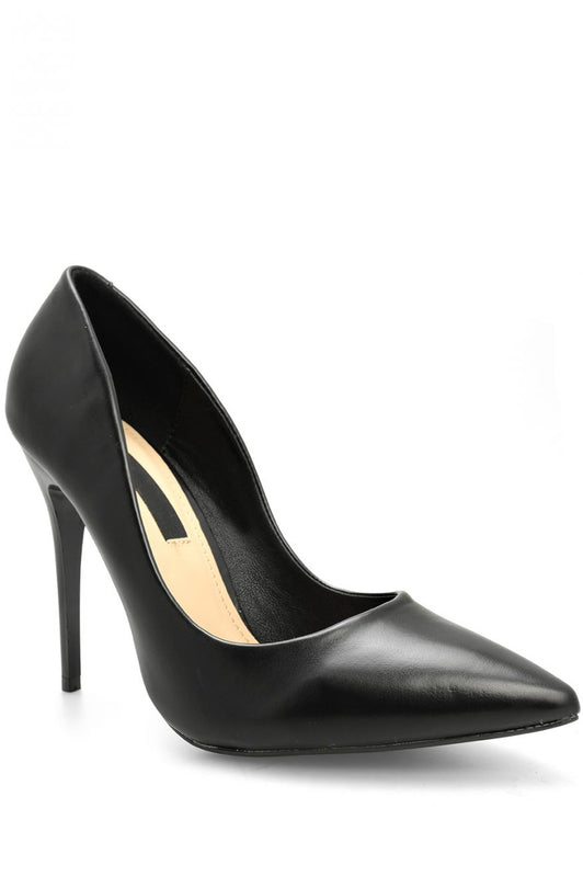 Black eco-leather pumps with stiletto heel