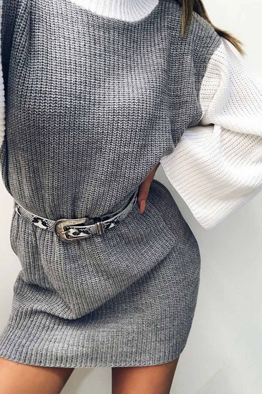 Robe en maille bicolore Gris