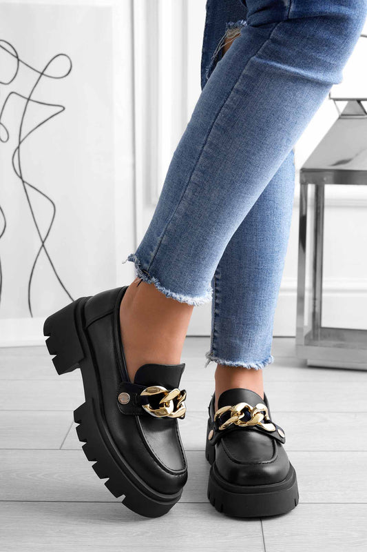 Mocassins plateforme noirs Alexoo avec accessoires interchangeables