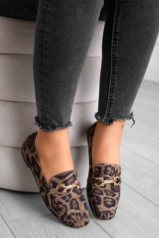 GAETANA - Mocassins à motif léopard avec boucle dorée