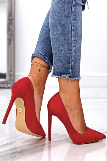 LEXIE - Red suede pumps with high heel
