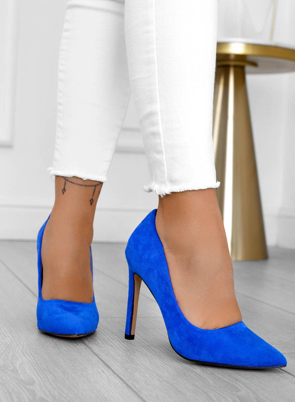 BERTA - Zapatos alexoo electric blue suede with high heel