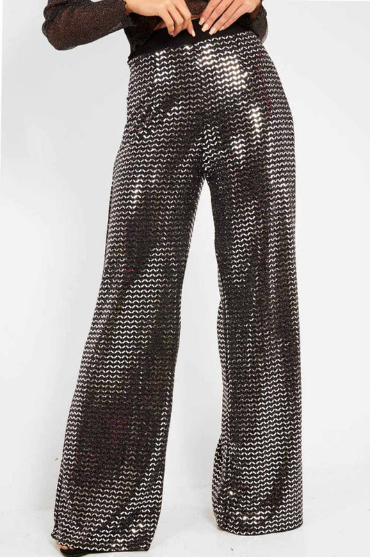 Palazzo trousers with black sequins
