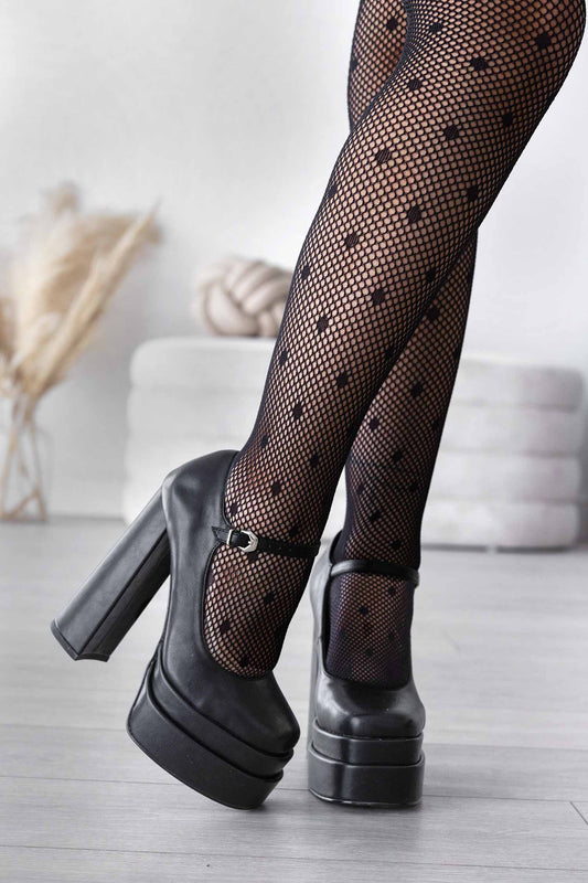 Decolletè mary jane nere Alexoo con tacco alto e plateau