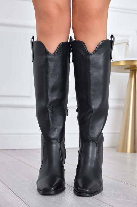 Black camperos boots in faux leather