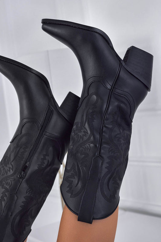 PAMPLONA - Stivali camperos neri con ricamo