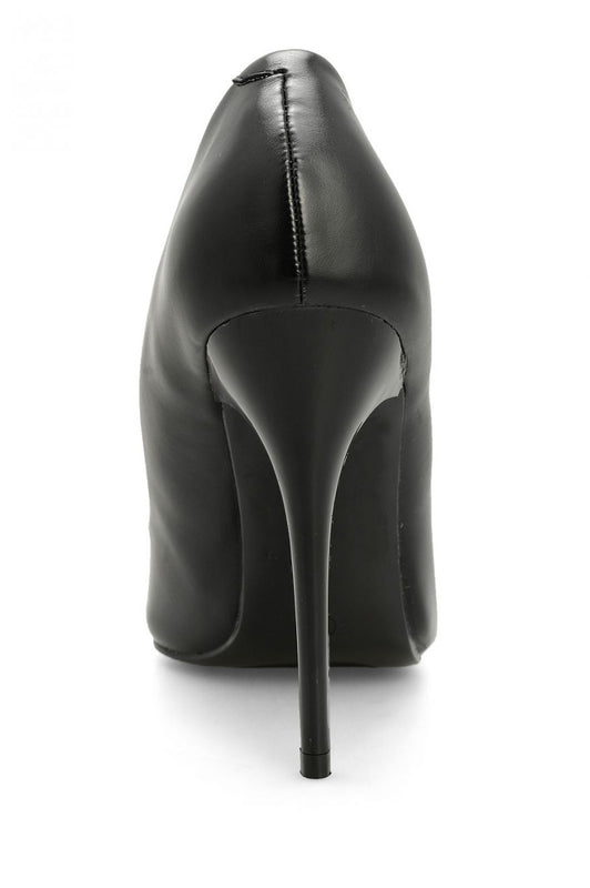 Black eco-leather pumps with stiletto heel