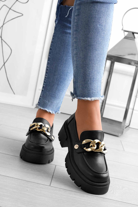 Mocassins plateforme noirs Alexoo avec accessoires interchangeables