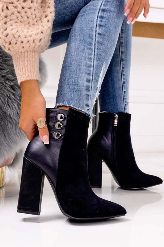 Bottines noires en daim avec arrière en simili cuir Silvia Gala