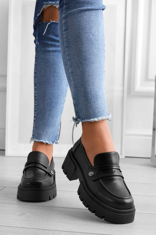 Mocassins plateforme noirs Alexoo avec accessoires interchangeables