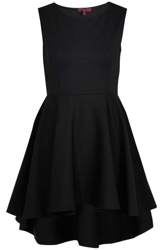 Sleeveless dress with pleated skirt - Black