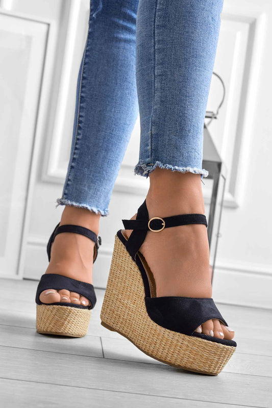 DAKOTA - Black Alexoo wedge sandals