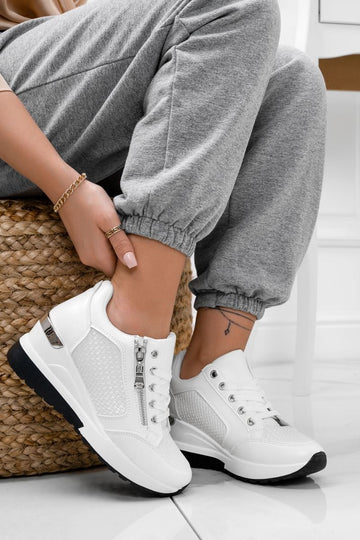 Sneakers bianche con zip laterale