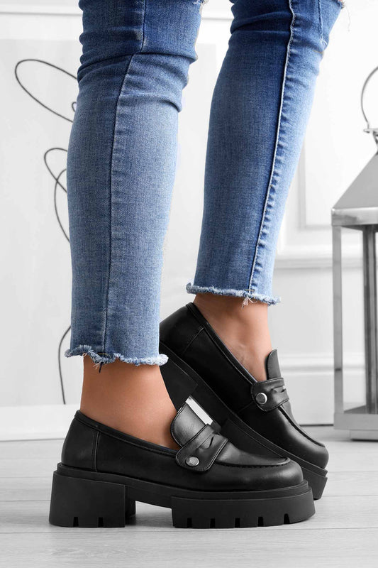 Mocassins plateforme noirs Alexoo avec accessoires interchangeables