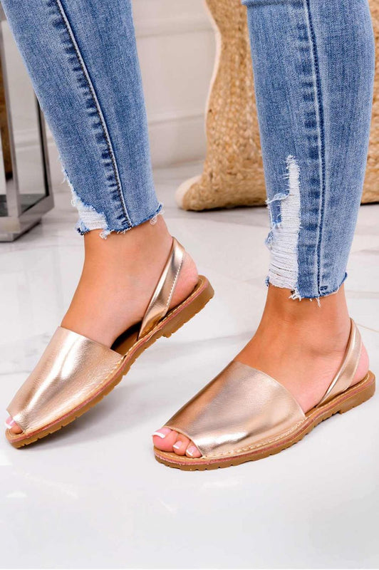 Rose gold Minorcan sandals in faux leather