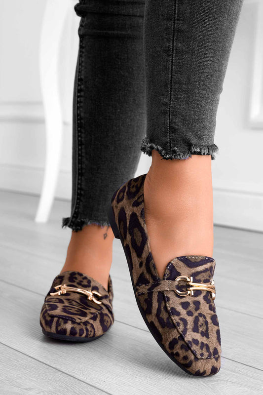 GAETANA - Mocassins à motif léopard avec boucle dorée