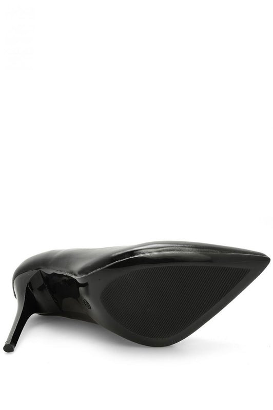 Black eco-leather pumps with stiletto heel
