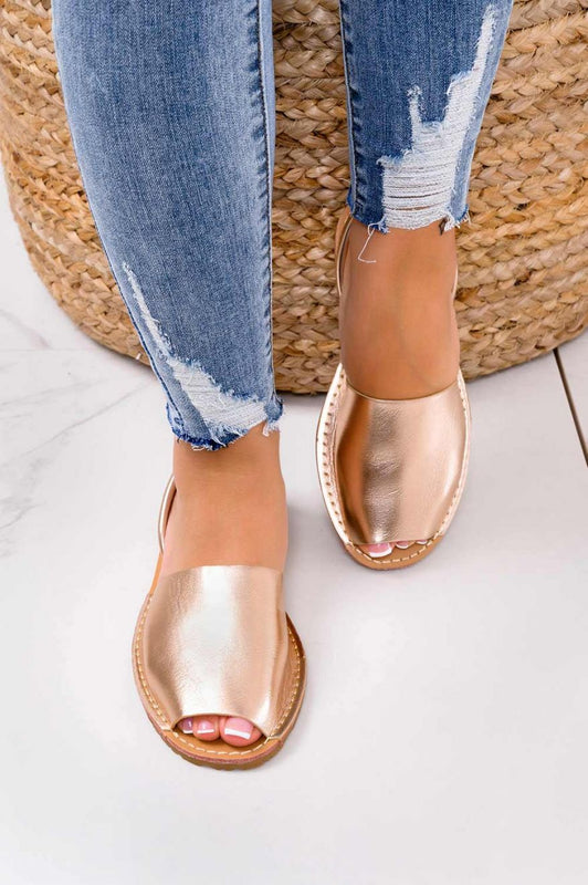 Rose gold Minorcan sandals in faux leather