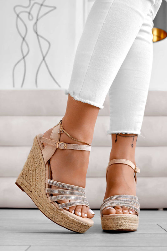 SANTA FE - Sandalias alpargatas nude con tiras joya