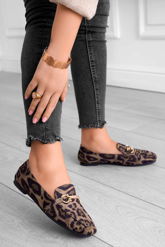 GAETANA - Mocassins à motif léopard avec boucle dorée