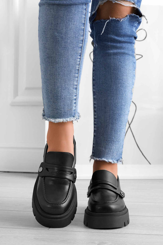 Mocassins plateforme noirs Alexoo avec accessoires interchangeables