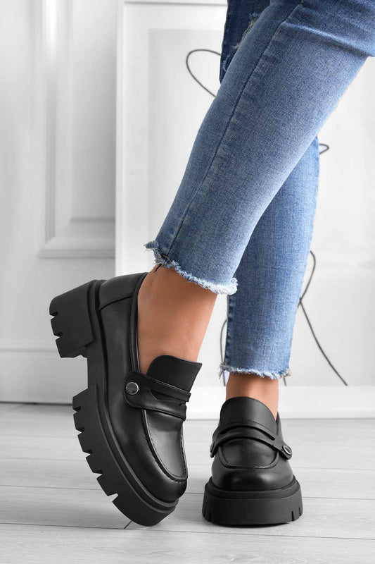 Mocassins plateforme noirs Alexoo avec accessoires interchangeables