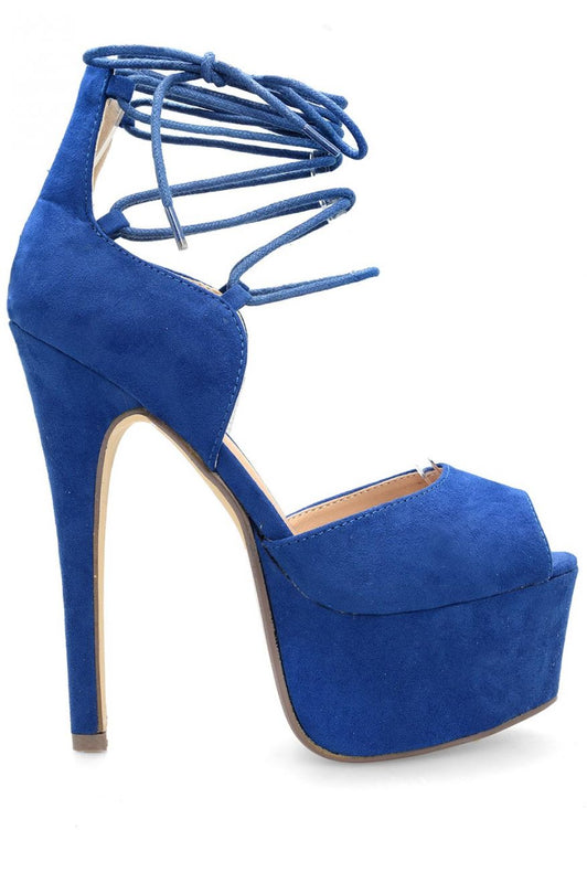 Sandali scamosciati con lacci Blu