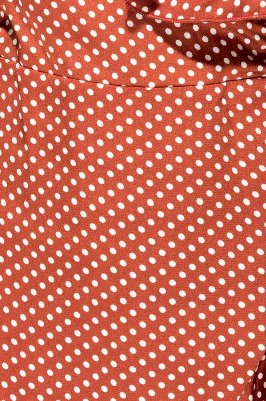 Robe à pois avec décolleté en V Brique